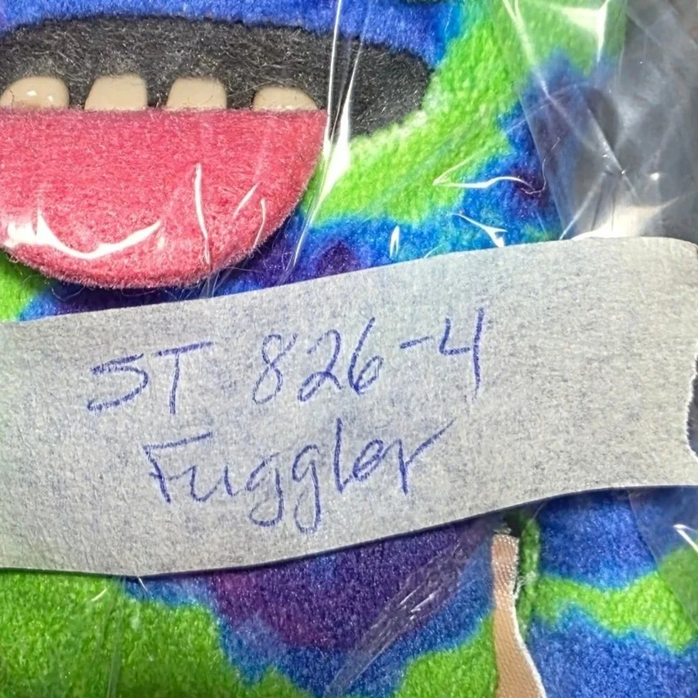 Fuggler Monster Keychain Tie Dye Blue Green Pink Teeth Plush 4.5x5in
